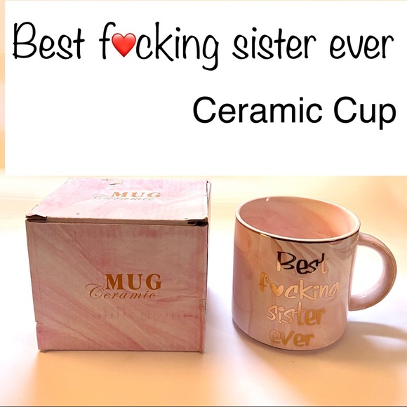 5/$15💥Best F* Sister Ever Coffee Tea Mug Cup Ceramic Marble Gift Idea Humor Fun - Picture 1 of 8